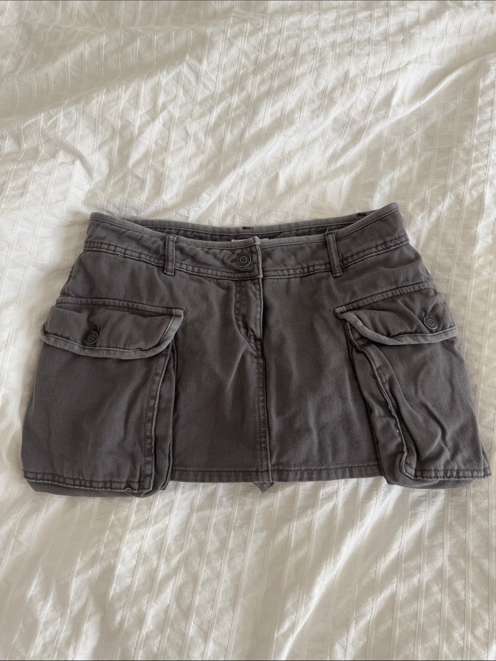 GARAGE Denim Cargo Mini Skirt with Safety Shorts- Dark Grey Wash